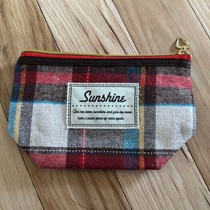Sunshine Plaid Zip Up Makeup Bag